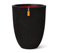 CAPI EUROPE - Jarrón Elegante bajo Groove NL - Negro - 34x46 - para Uso en Interiores y Exteriores