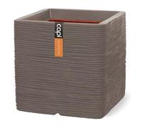 Capi Europe - Maceta cuadrada Rib NL - 40x40 - Warm Taupe - Apertura Ø32 - Maceta para uso interior y exterior irrompible - 100% reciclable - KWTR903