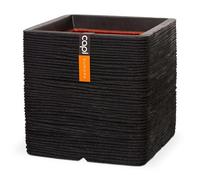 Capi Europe - Maceta Cuadrada Rib NL - 50x50 - Negro - Apertura Ø42 - Maceta para Uso Interior y Exterior - Made in Holland - KBLR904