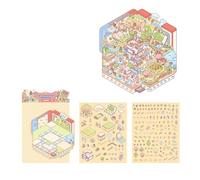 Capibala World Scene - Adhesivo estético de paisaje miniaturizado decorativo para niños, niñas, niños, paisaje miniaturizado, capibala World Make