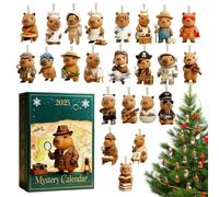 Capibara Adviento | Figuras acrílicas 2D - 24 días juguete Capibara Adviento, para espejo retrovisor de coche, , decoración tirador puerta