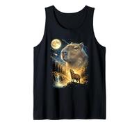 Capibara Aullando a la Luna Meme extraño Capibara Divertido de los 90 Camiseta sin Mangas