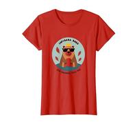Capibara Boss: Sin Dramas, Solo Paz | IlustraciÛn Divertida Camiseta, Mujer, Rojo, XS