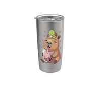 Capibara & Bubble Tea, para niñas, tortuga Vaso térmico de acero inoxidable de doble pared