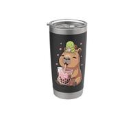 Capibara & Bubble Tea, para niñas, tortuga Vaso térmico de acero inoxidable de doble pared