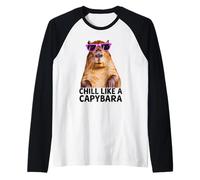 Capibara Chill como Un Capibara Foto Relajado Ambiente Camiseta Manga Raglan
