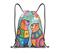 Capibara Colorido Boho Unisex Mochilas Deportiva Impermeable Bolsa De Gimnasio Con Cordón Bolsa De Deporte Para Viaje Senderismo Fútbol Yoga