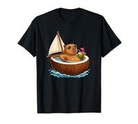 Capibara de Verano Relajante en Crucero en Barco de Coco Camiseta