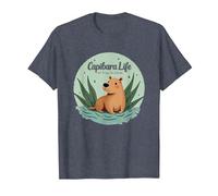 Capibara Life: Sin Prisa, Sin EstrÈs | FilosofÌa Relajada Camiseta, Hombre, Azul Jaspeado, XL