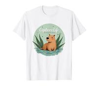 Capibara Life: Sin Prisa, Sin EstrÈs | FilosofÌa Relajada Camiseta, Hombre, Blanco, 3XL
