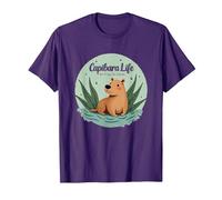 Capibara Life: Sin Prisa, Sin EstrÈs | FilosofÌa Relajada Camiseta, Hombre, Morado, 3XL