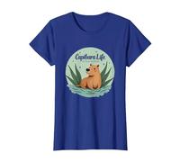 Capibara Life: Sin Prisa, Sin EstrÈs | FilosofÌa Relajada Camiseta, Mujer, Azul Real, XS