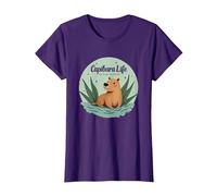 Capibara Life: Sin Prisa, Sin EstrÈs | FilosofÌa Relajada Camiseta, Mujer, Morado, XS