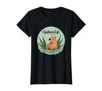 Capibara Life: Sin Prisa, Sin EstrÈs | FilosofÌa Relajada Camiseta, Mujer, Negro, XS
