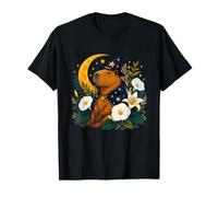 Capibara Mago Bajo Luna Creciente Aura Floral Camiseta