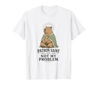 Capibara Meme Patrón Santo De No Mi Problema Camiseta gráfica económica, Hombre, Blanco, L