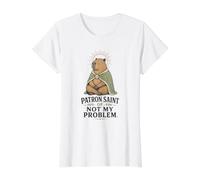 Capibara Meme Patrón Santo De No Mi Problema Camiseta gráfica económica, Mujer, Blanco, M