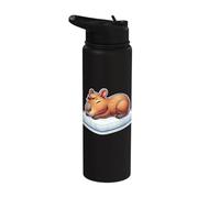Capibara para dormir Cozy Mujeres Hombres Perezoso y Lindo Capibara Stainless Steel Insulated Water Bottle