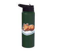 Capibara para dormir Cozy Mujeres Hombres Perezoso y Lindo Capibara Stainless Steel Insulated Water Bottle