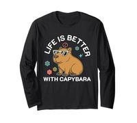 Capibara para mujeres, niñas, hijas, la vida es mejor con capy Manga Larga