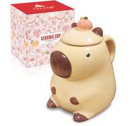 Capibara Regalos Mujer Lindas tazas de café de cerámica de Capybara tazas de té kawaii con tapa taza divertida regalo único de cumpleaños Navidad para mujeres hija amigos regalos de San Valentín