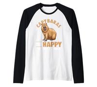 Capibaras Make Me Happy You Not So Much Funny Animal Joke Camiseta Manga Raglan