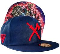 Capiche [99+ Designs] Casquette de Baseball Bleu foncé et Rouge, Hoplite athénien, pour Hommes, Chapeau Enfants, Guerrier grec, Design Bouclier Casque, Lance