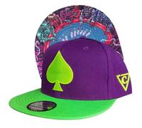 Capiche [99+ Designs] Gorra de Póker, Black Jack, Joker para Hombres, Trajes Morados y Verdes, Snapback, Visera Verde Lima, Jugador, Casino, Juegos Cartas