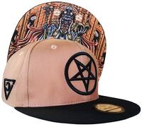 Capiche [99+ Designs] Gorra Snapback marrón para Hombres, Sacerdote Maldito, Ropa de Trabajo Cardenal y Santo, gráfico profano, Calavera, Visera Plana, Plana
