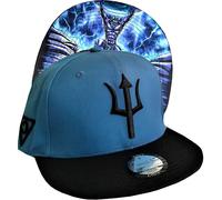 Capiche [99+ Designs] Snapback Azul, Atlas, Fuerte Dios Griego Antiguo, Borde Azul Claro y Negro, Tridente, Regalo para Papá, Mitología Griega