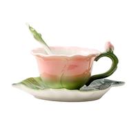 CAPIJIONG 180ml Jungle series esmalte coloreado alta temperatura underglaze cerámica rosa tazas de café y platos para la oficina casa-Rosa sola taza