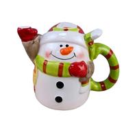 CAPIJIONG 301-400ml Europea y Americana Creativa Hebilla inversa pintada a mano de cerámica Santa Claus taza de agua de cerámica en relieve Decoración de Navidad Copa de muñeco de nieve invertido