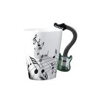 CAPIJIONG Taza de cerámica para instrumentos musicales de 370 ml Notas Leche Marca de café Taza de agua-HD334 Guitarra eléctrica Verde Libertad