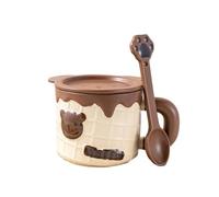 CAPIJIONG Taza de oso de alivio de 420 ml, taza de pastel de helado, color marrón