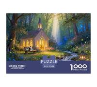 Capilla del Bosque Puzzle De Madera Impermeable Puzzles De 1000 Piezas para Adultos Desafiante Y Estimulante Rompecabezas para Juegos Educativos