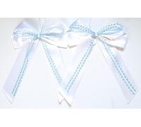 CaPiSo 2 lazos de satén grandes de 20 x 30 cm, sin manualidades, lazo de corazón, lazo de satén, lazo de tela, lazo para coche, boda (azul claro)