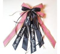 CaPiSo 20 x 35 cm sin manualidades de yute sin manualidades, lazo de satén, lazo de luto, lazo de coche, lazo para tumba, funeral, corona, ramo de luto, encaje rosa