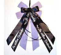 CaPiSo 20 x 35 cm sin manualidades, lazo de yute, sin manualidades, lazo de satén, lazo de luto, lazo de coche, lazo para tumba, funeral, corona, ramo de luto (escritura de tristeza, lila)