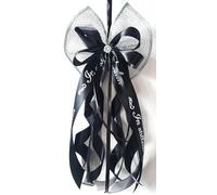 CaPiSo 20 x 40 cm, lazo doble de satén, sin manualidades, lazo de luto, lazo, funeral, corona, accesorio de urnas, ramo de flores, lazo de satén con escritura con brillantes