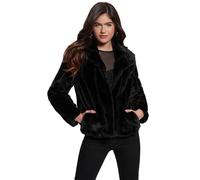 Guess chaqueta de piel de mujer manga larga escote chal negro