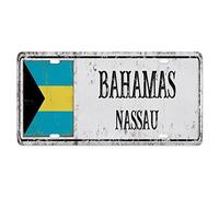 Capital City Souvenir - Cubierta para matrícula de hogar, pared, automóvil, bar, garaje, hombre, cueva, decoración con 4 agujeros, placa de matrícula de coche de Bahamas para mujeres, niñas, hombre
