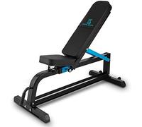 Capital Sports Ad Just - Banco musculación, Banco abdominales hasta 300 kg, Rack musculación con varios niveles de apoyo ajustables, Asiento regulable, Auero sintético alcochado, Negro