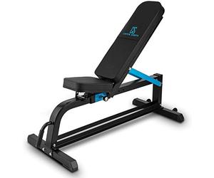 Capital Sports Ad Just - Banco musculación, Banco abdominales hasta 300 kg, Rack musculación con varios niveles de apoyo ajustables, Asiento regulable, Auero sintético alcochado, Negro