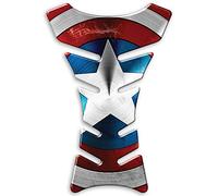 CAPITAN AMERICA Protector Adhesivo resinado en 3D para depósito, Compatible con Moto Aprilia Ducati Honda Yamaha KawasakI BMW Suzuki - PV012