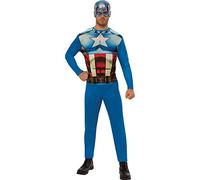 Capitan América Rubies Disfraz Clásico para adultos, Jumpsuit impreso con máscara, Licencia Oficial Marvel para fiestas, cosplay, despedidas de soltero y Carnaval