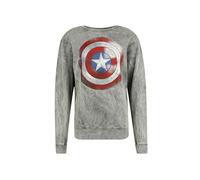 Capitán América Vintage Shield Mujer Sudadera Gris L 100% algodón Rippbündchen, Vorne Bedruckt Regular