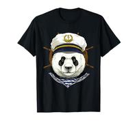 Capitán de barco Panda gigante Amante del barco Propietarios Marinero Oso Amante Camiseta