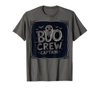 Capitán de Boo Crew: Espeluznante líder del escuadrón Fantasma de Halloween Camiseta, Hombre, Asfalto, 3XL