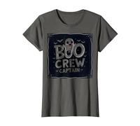Capitán de Boo Crew: Espeluznante líder del escuadrón Fantasma de Halloween Camiseta, Mujer, Asfalto, S