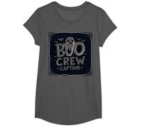 Capitán de Boo Crew: Espeluznante líder del escuadrón Fantasma de Halloween Camiseta, Niñas, Asfalto, Mediano